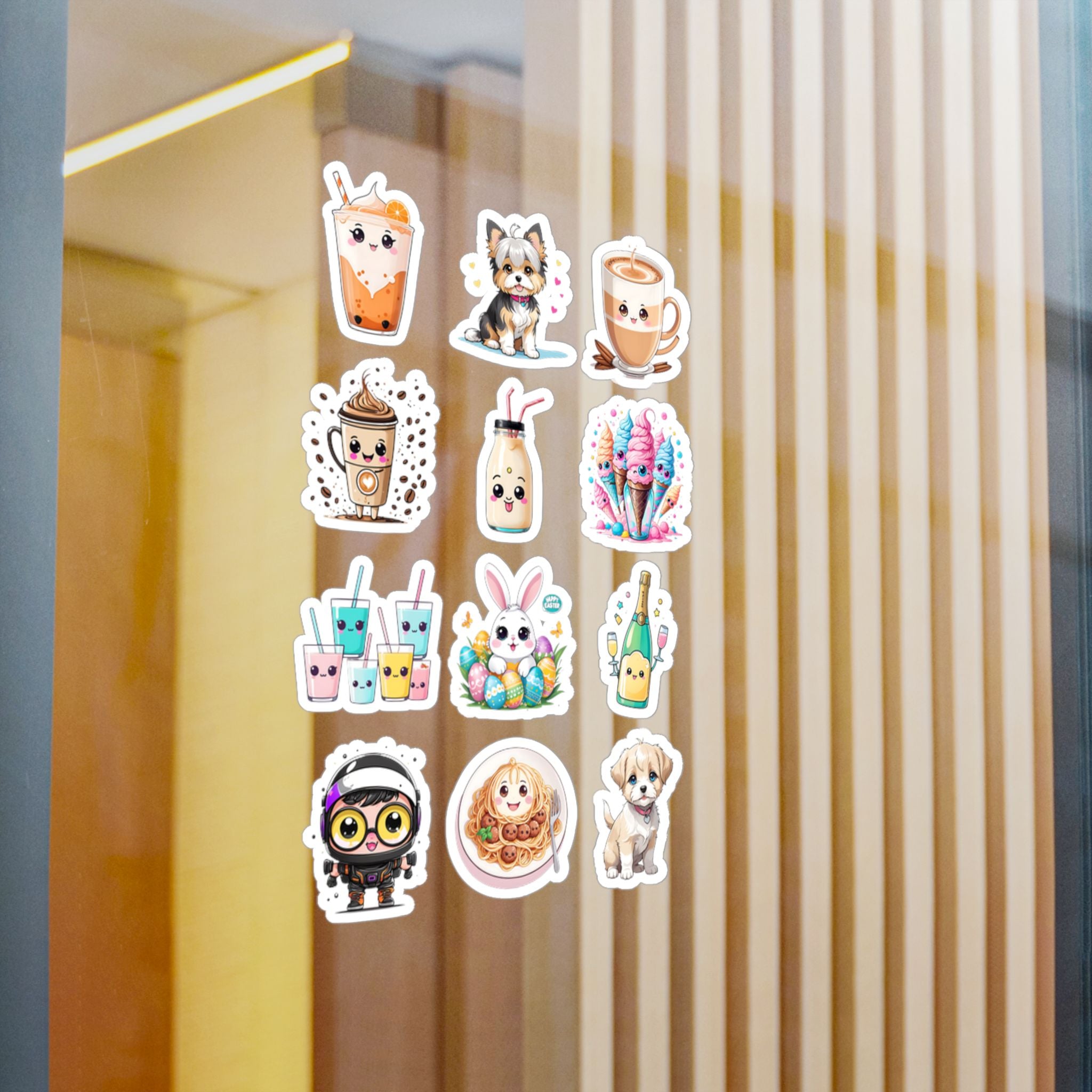 Kawaii Stickers Sheet 104 — 12 Kiss-Cut Vinyl Decals