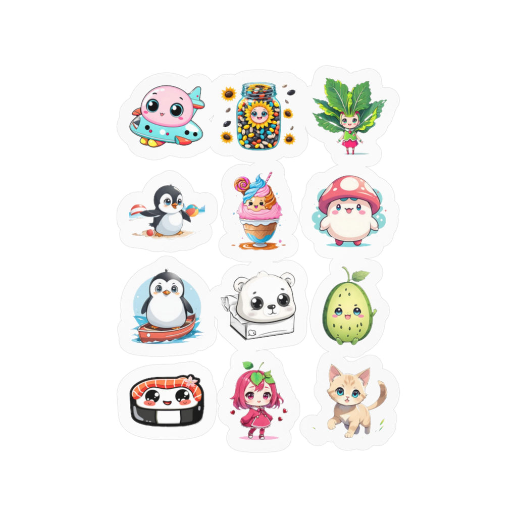 Kawaii Stickers Sheet 149 — 12 Kiss-Cut Vinyl Decals
