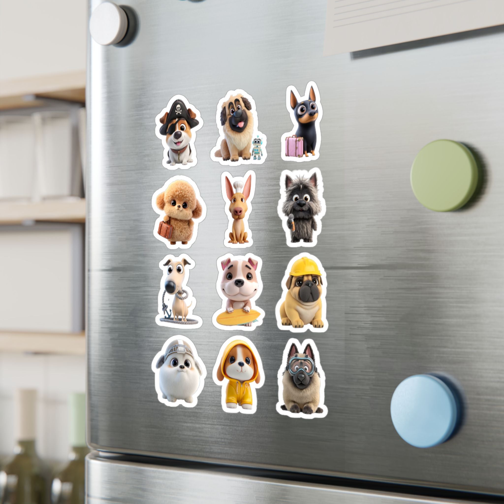 Kawaii Dogs Sheet 05 — 12 Kiss-Cut Vinyl Decals