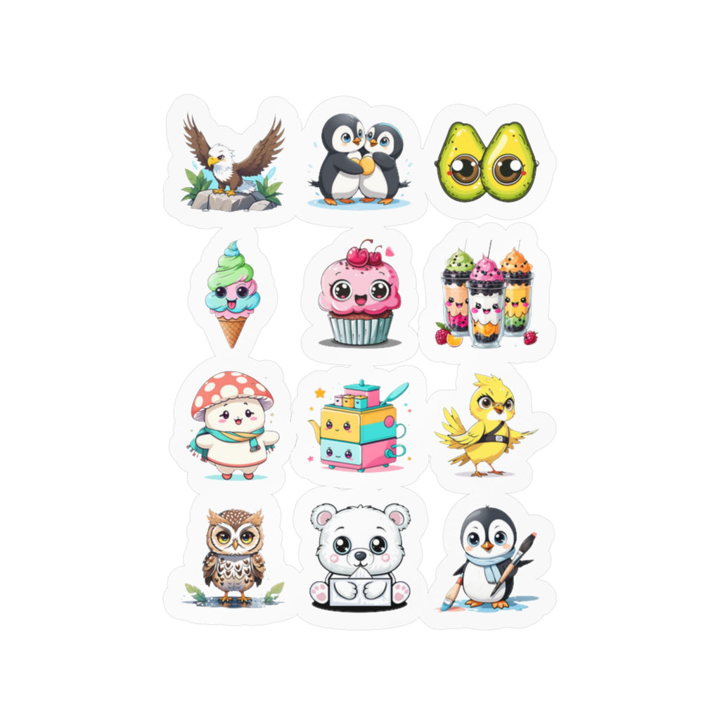 Kawaii Stickers Sheet 238 — 12 Kiss-Cut Vinyl Decals