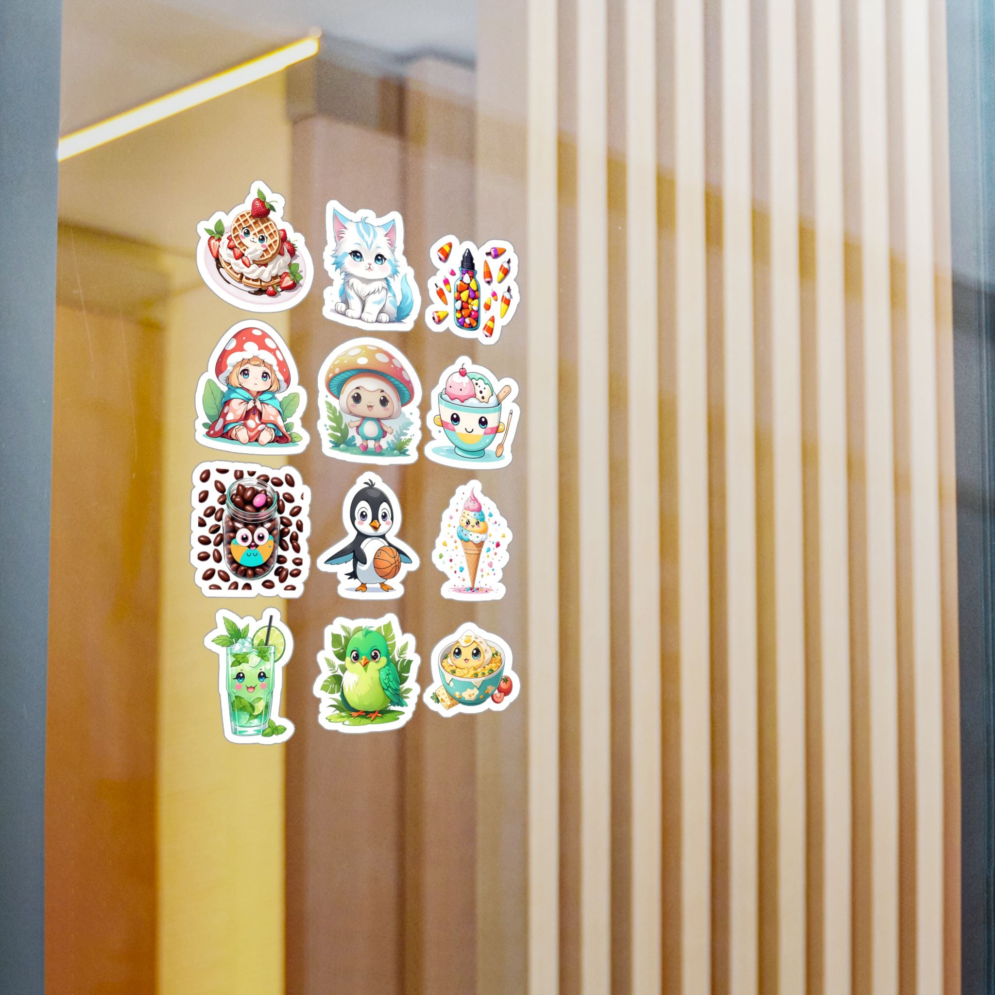 Kawaii Stickers Sheet 133 — 12 Kiss-Cut Vinyl Decals