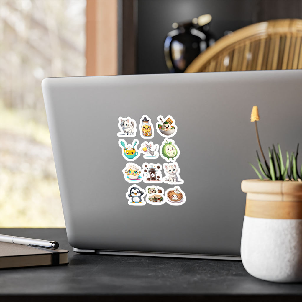 Kawaii Stickers Sheet 136 — 12 Kiss-Cut Vinyl Decals
