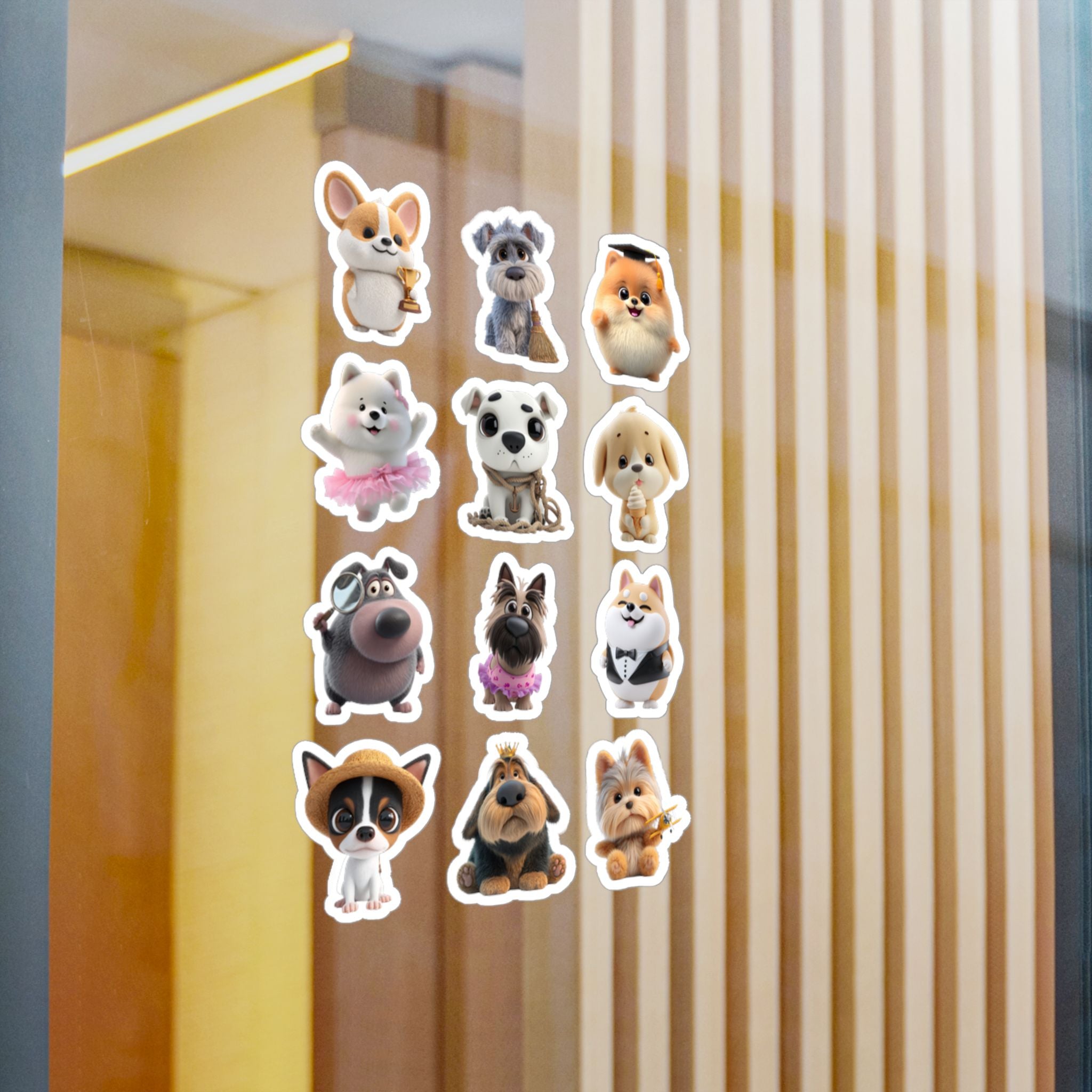 Kawaii Dogs Sheet 06 — 12 Kiss-Cut Vinyl Decals