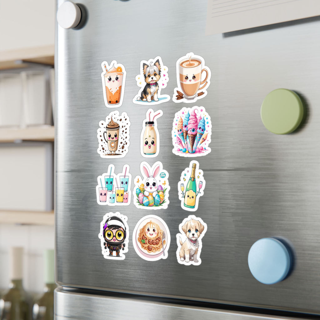 Kawaii Stickers Sheet 104 — 12 Kiss-Cut Vinyl Decals