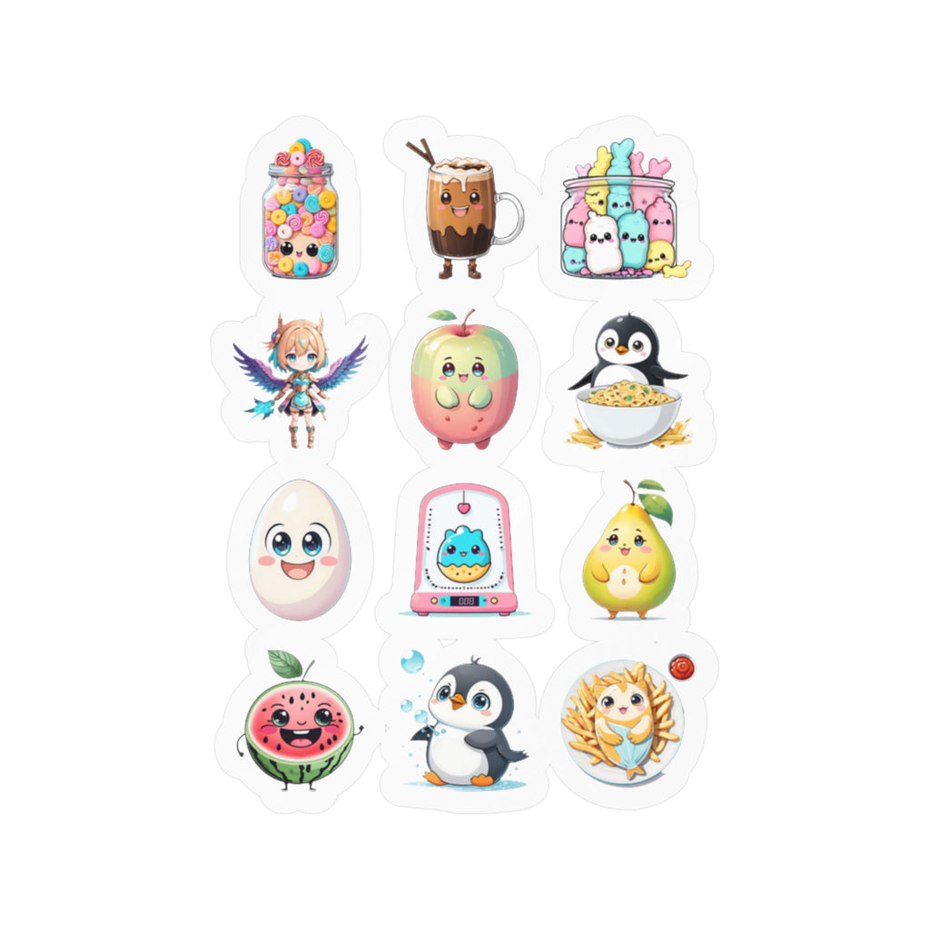 Kawaii Stickers Sheet 202 — 12 Kiss-Cut Vinyl Decals