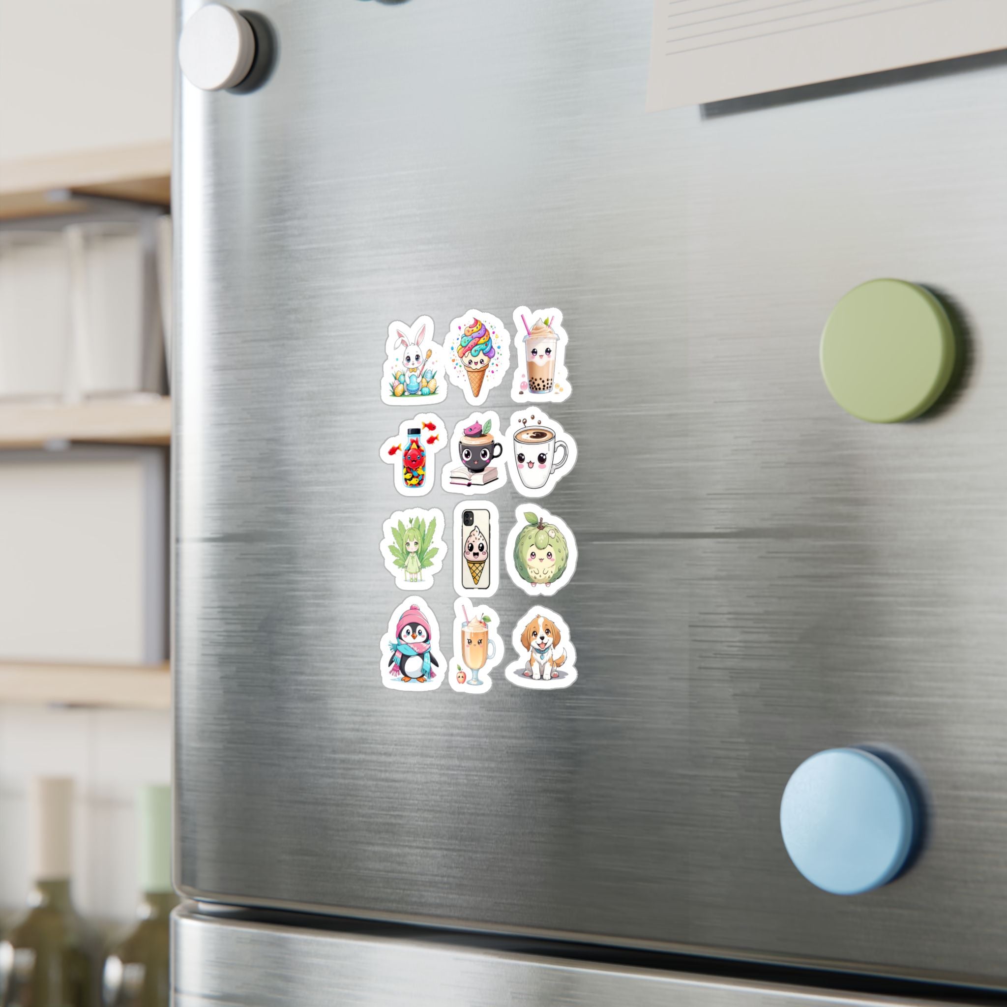 Kawaii Stickers Sheet 02 — 12 Kiss-Cut Vinyl Decals
