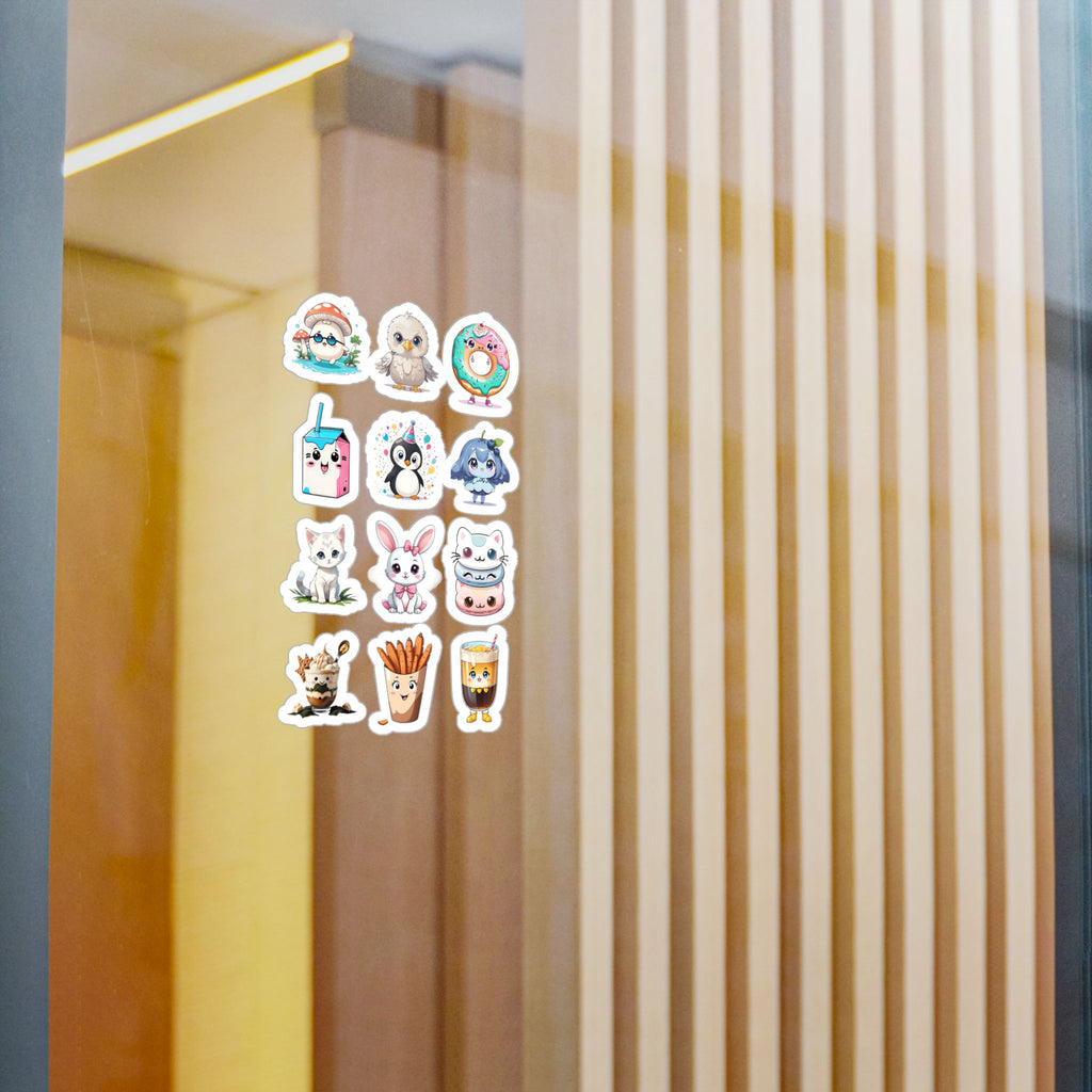 Kawaii Stickers Sheet 64 — 12 Kiss-Cut Vinyl Decals