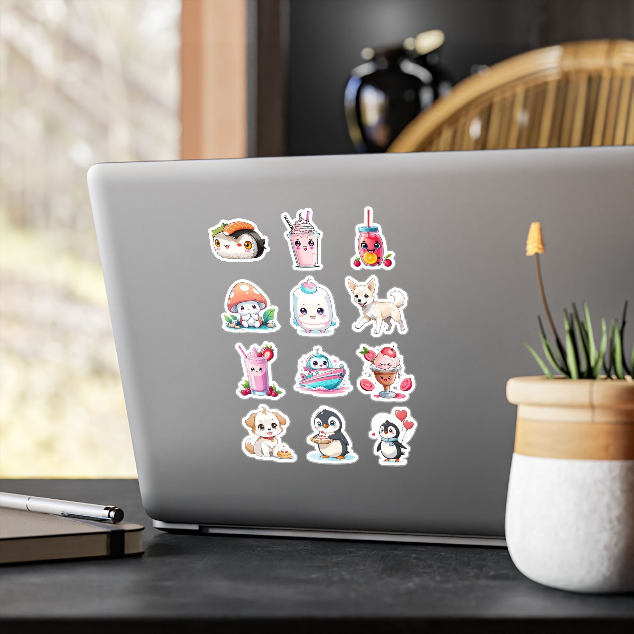 Kawaii Stickers Sheet 50 — 12 Kiss-Cut Vinyl Decals