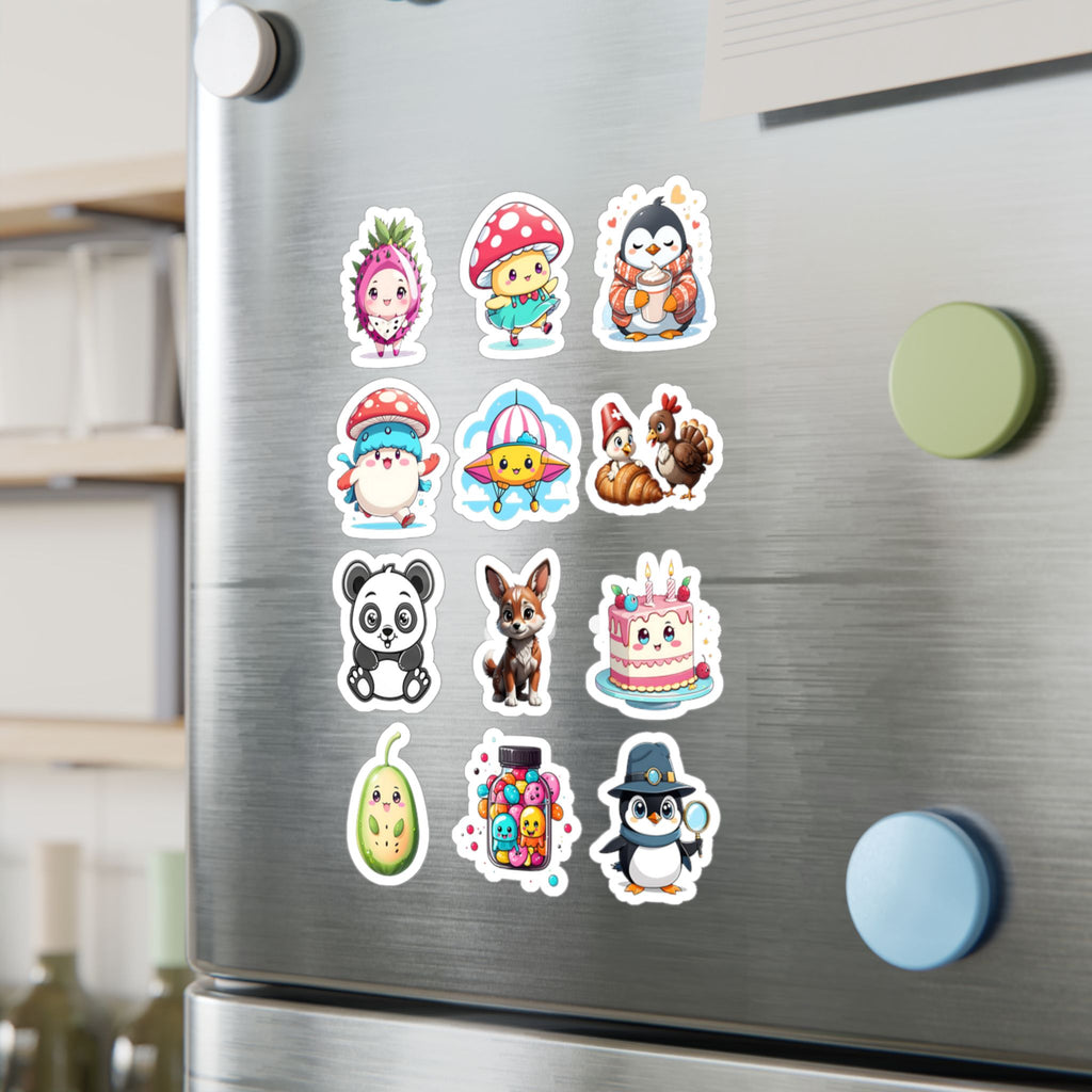 Kawaii Stickers Sheet 258 — 12 Kiss-Cut Vinyl Decals