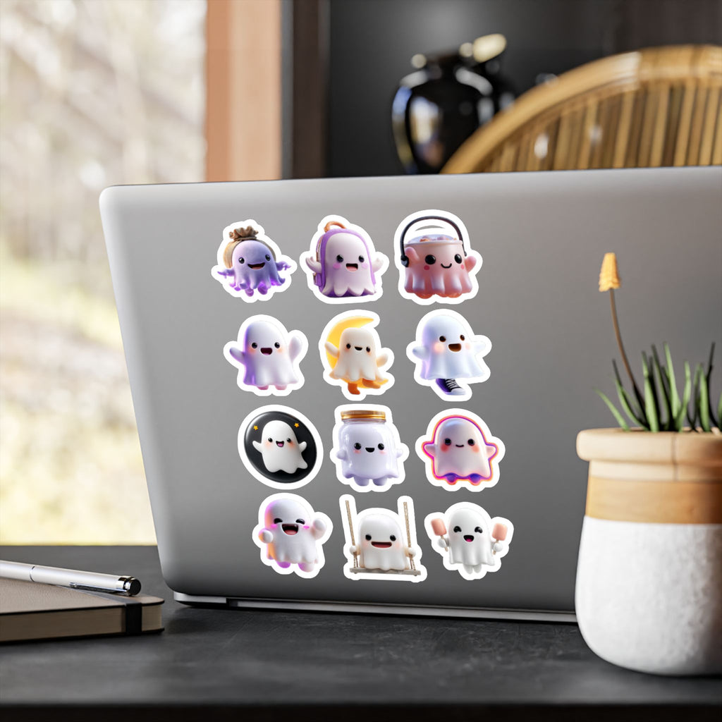 Kawaii Ghosts Sheet 05 — 12 Kiss-Cut Vinyl Decals