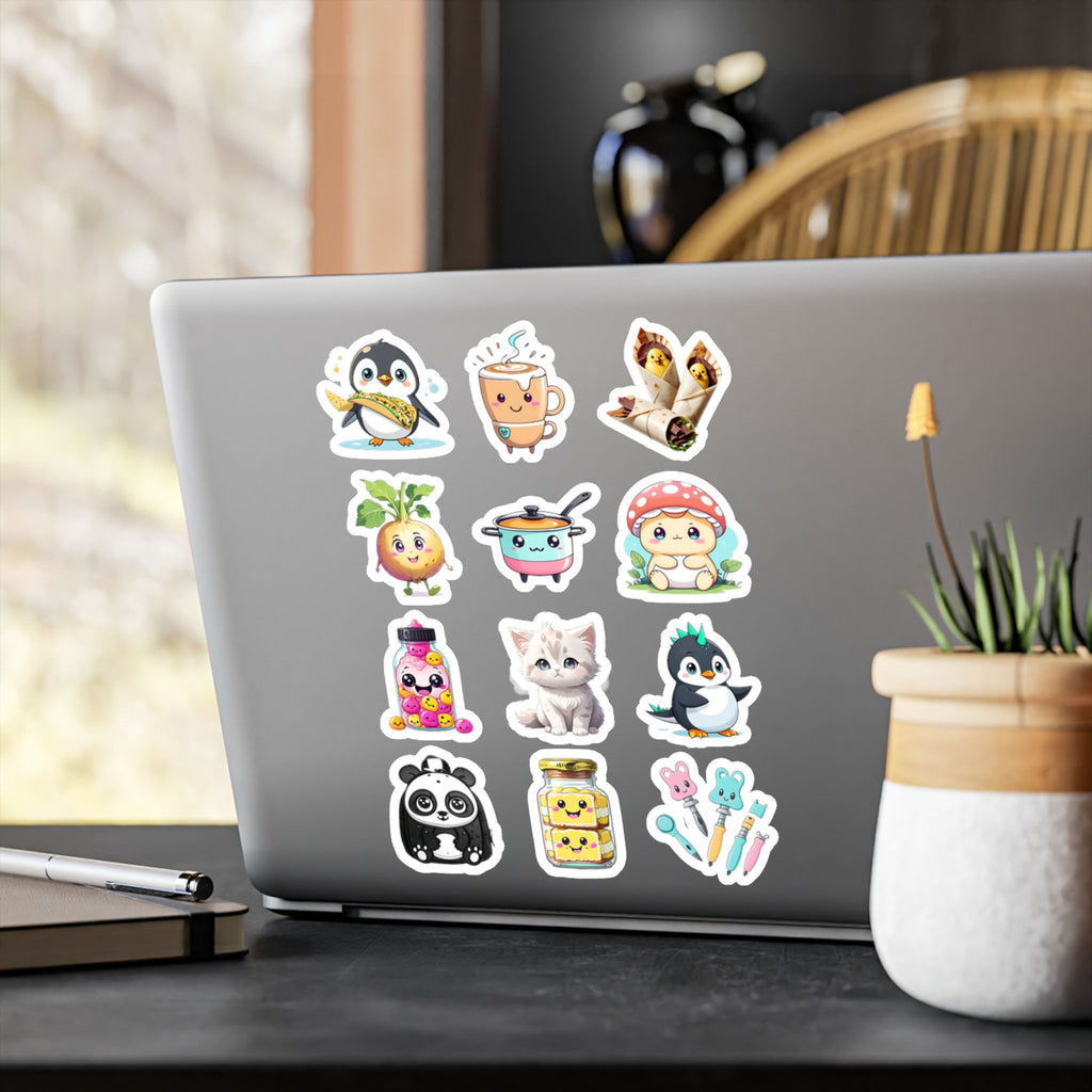 Kawaii Stickers Sheet 262 — 12 Kiss-Cut Vinyl Decals