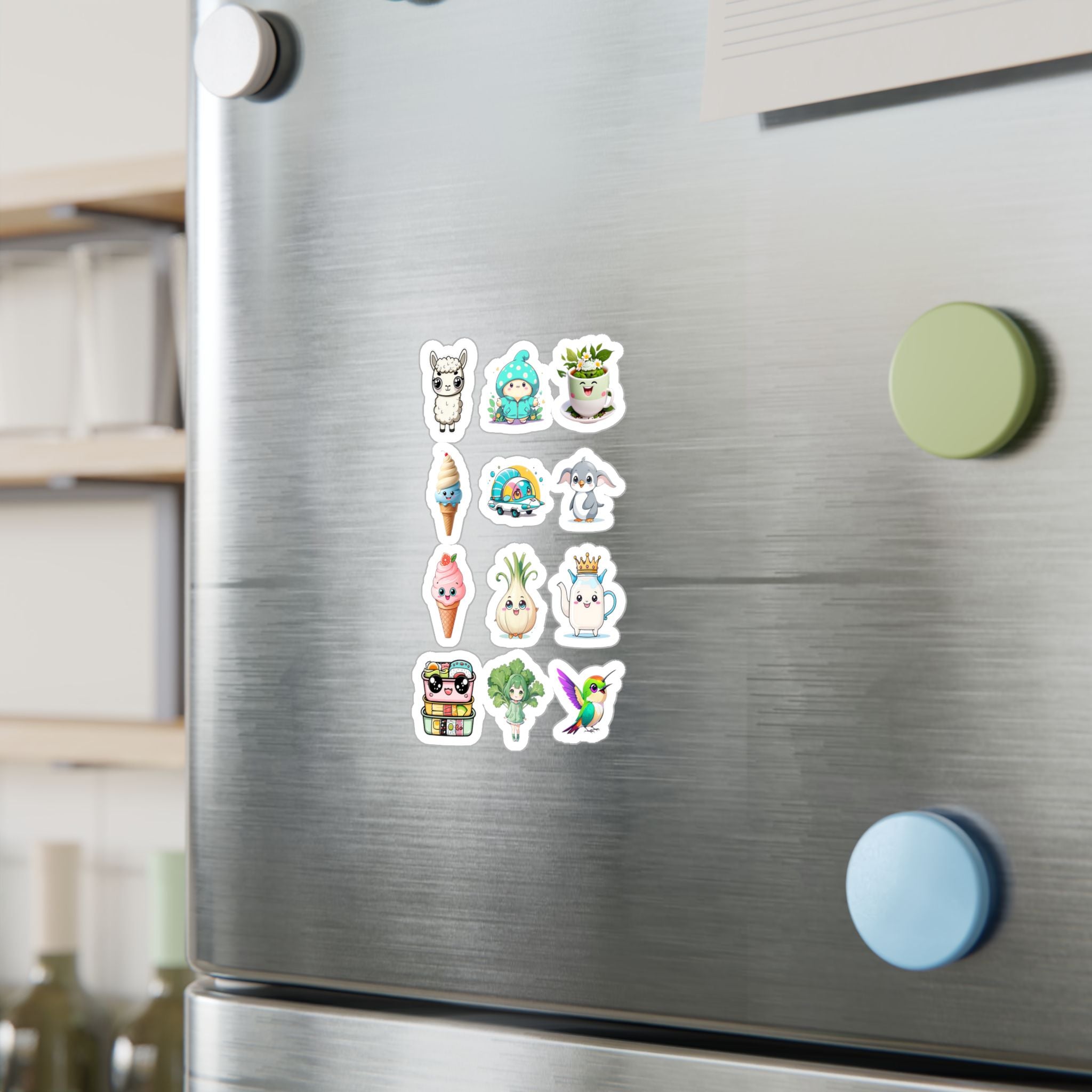 Kawaii Stickers Sheet 105 — 12 Kiss-Cut Vinyl Decals