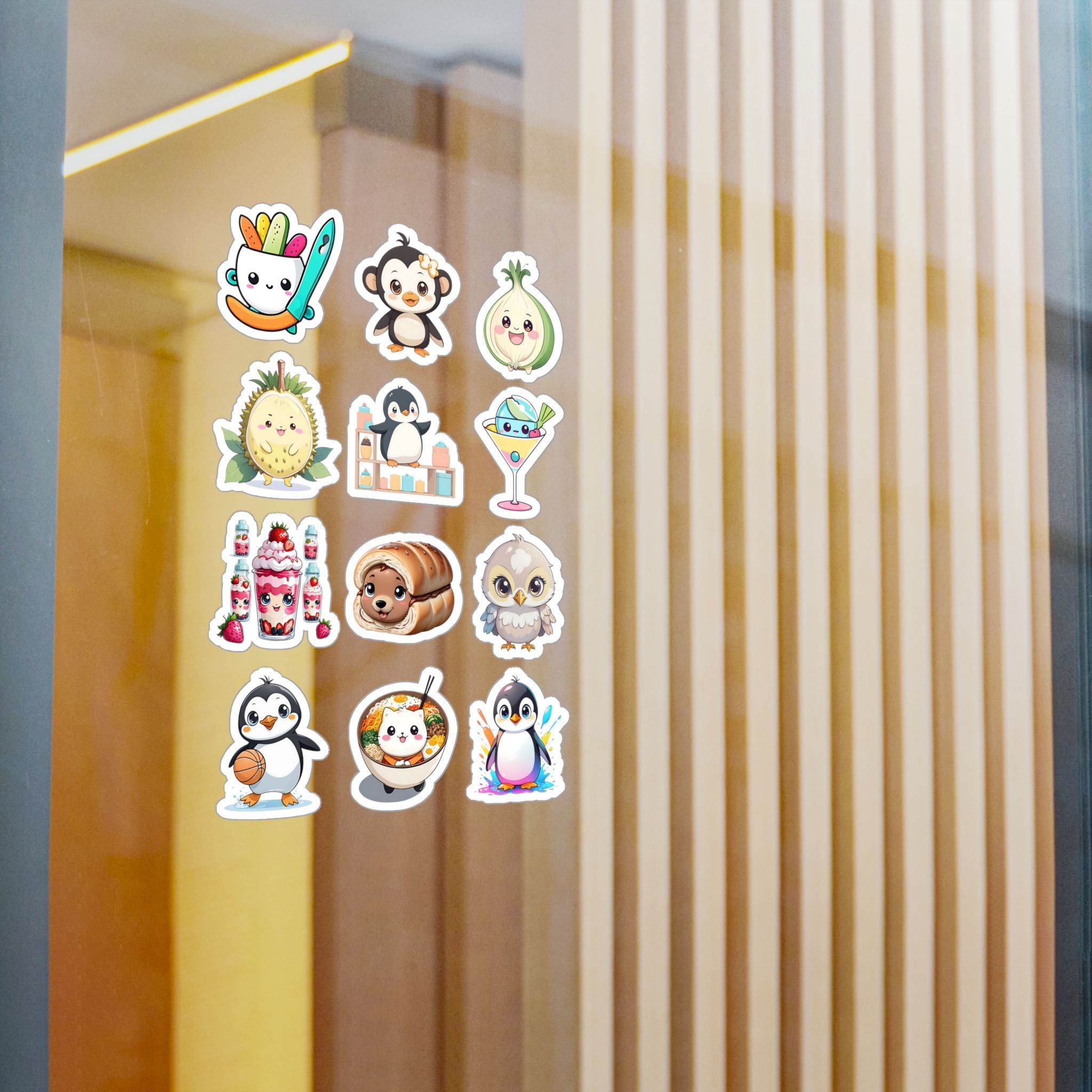 Kawaii Stickers Sheet 25 — 12 Kiss-Cut Vinyl Decals