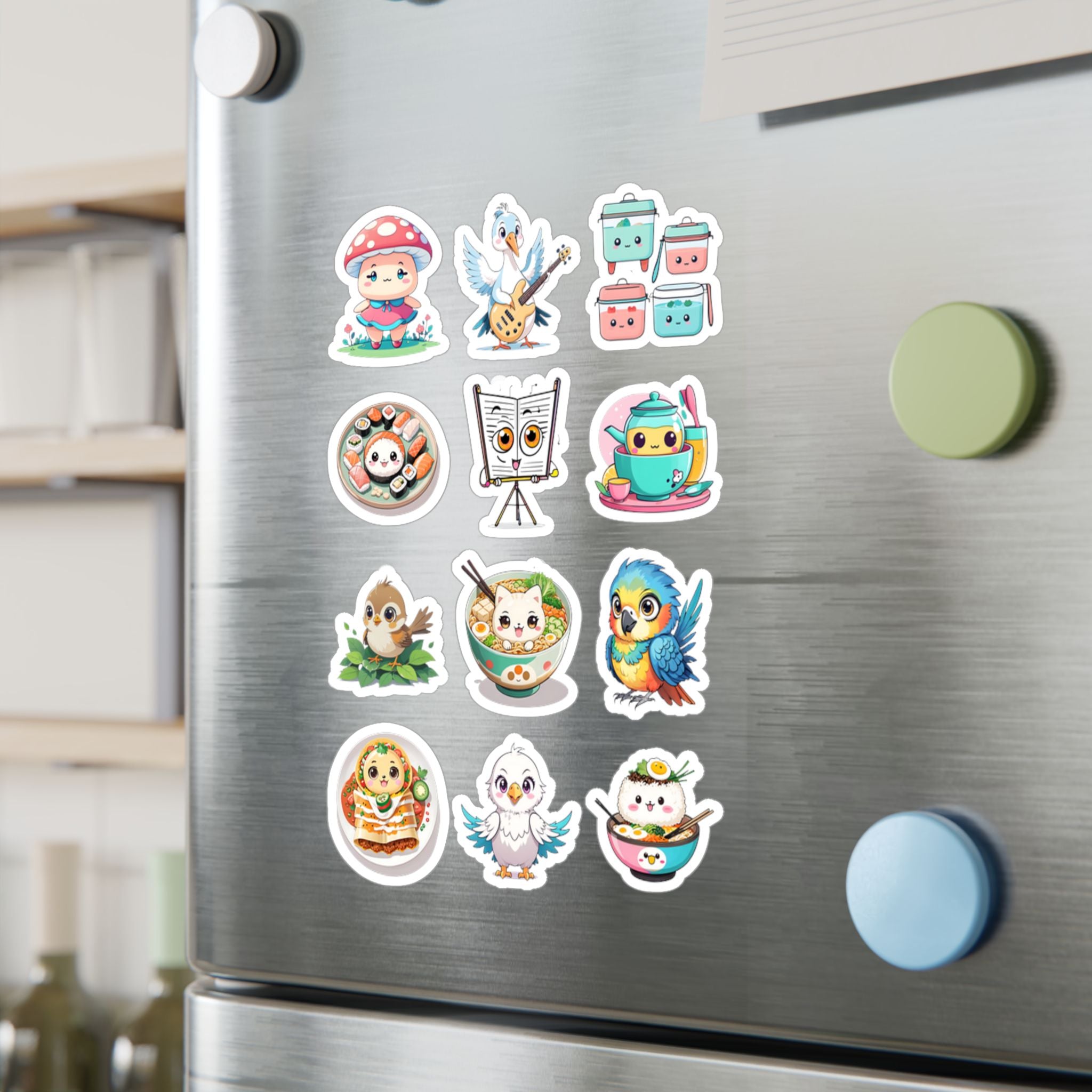 Kawaii Stickers Sheet 23 — 12 Kiss-Cut Vinyl Decals