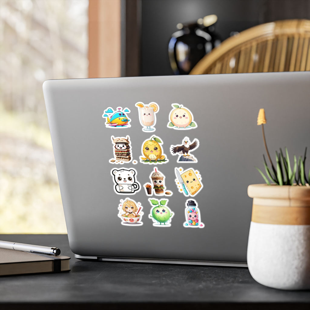 Kawaii Stickers Sheet 51 — 12 Kiss-Cut Vinyl Decals