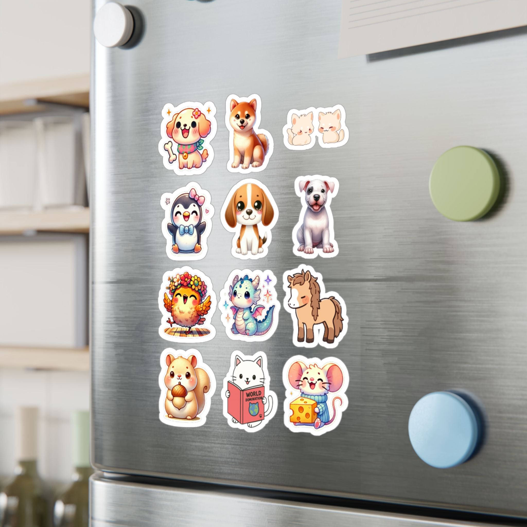 Cute Kawaii Sheet 25 — 12 Kiss-Cut Vinyl Decals