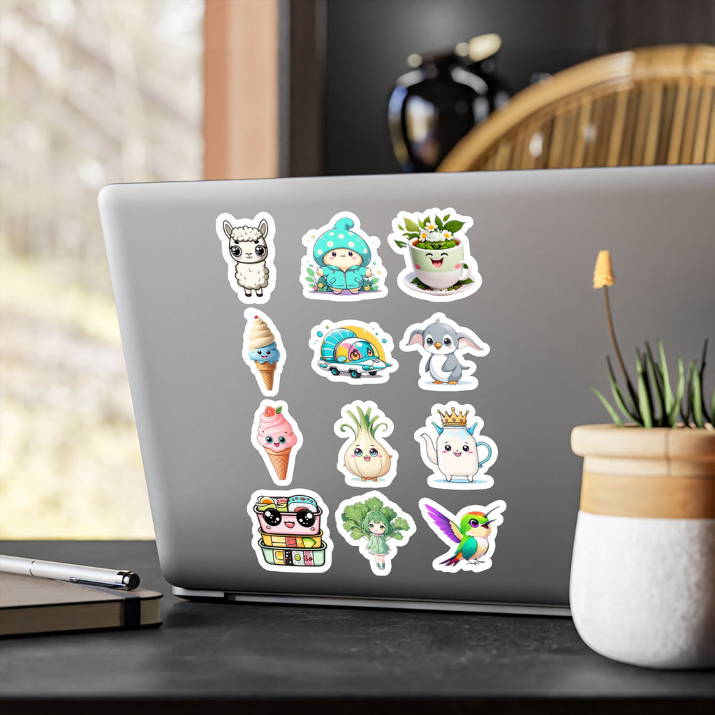 Kawaii Stickers Sheet 105 — 12 Kiss-Cut Vinyl Decals