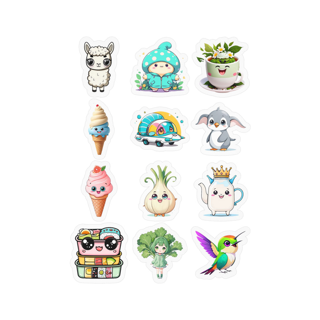 Kawaii Stickers Sheet 105 — 12 Kiss-Cut Vinyl Decals