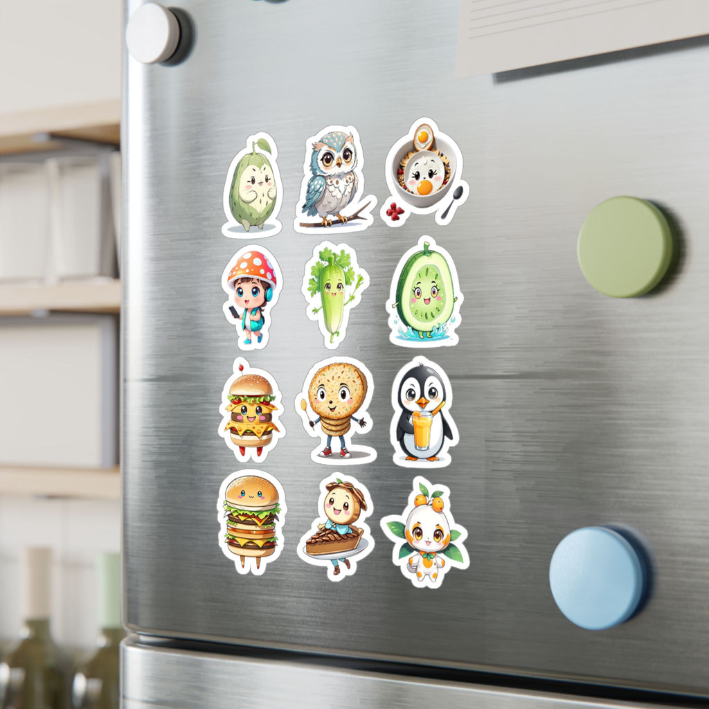 Kawaii Stickers Sheet 04 — 12 Kiss-Cut Vinyl Decals