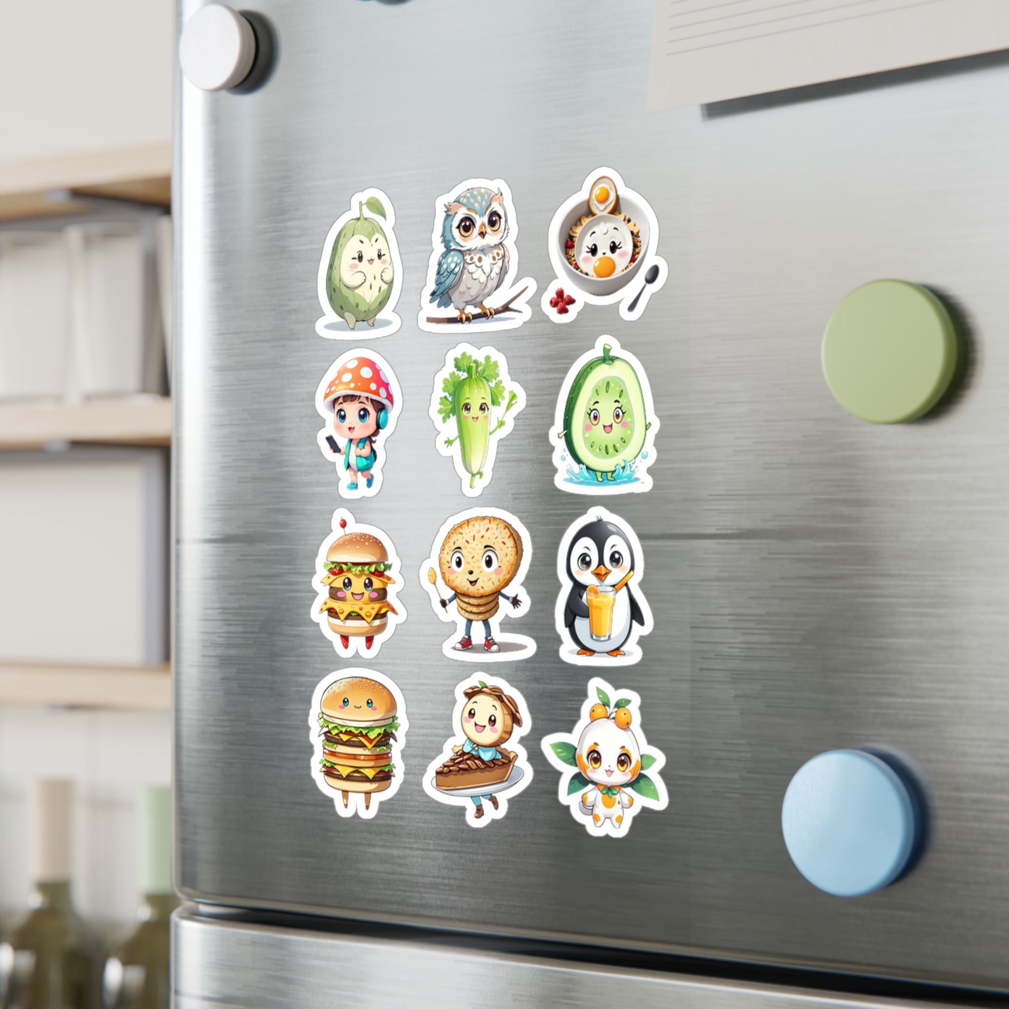 Kawaii Stickers Sheet 04 — 12 Kiss-Cut Vinyl Decals