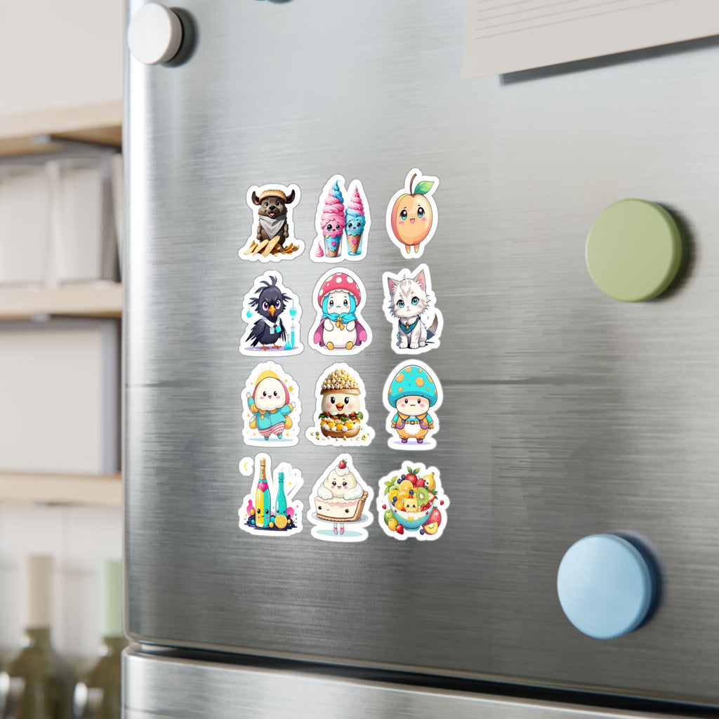 Kawaii Stickers Sheet 65 — 12 Kiss-Cut Vinyl Decals