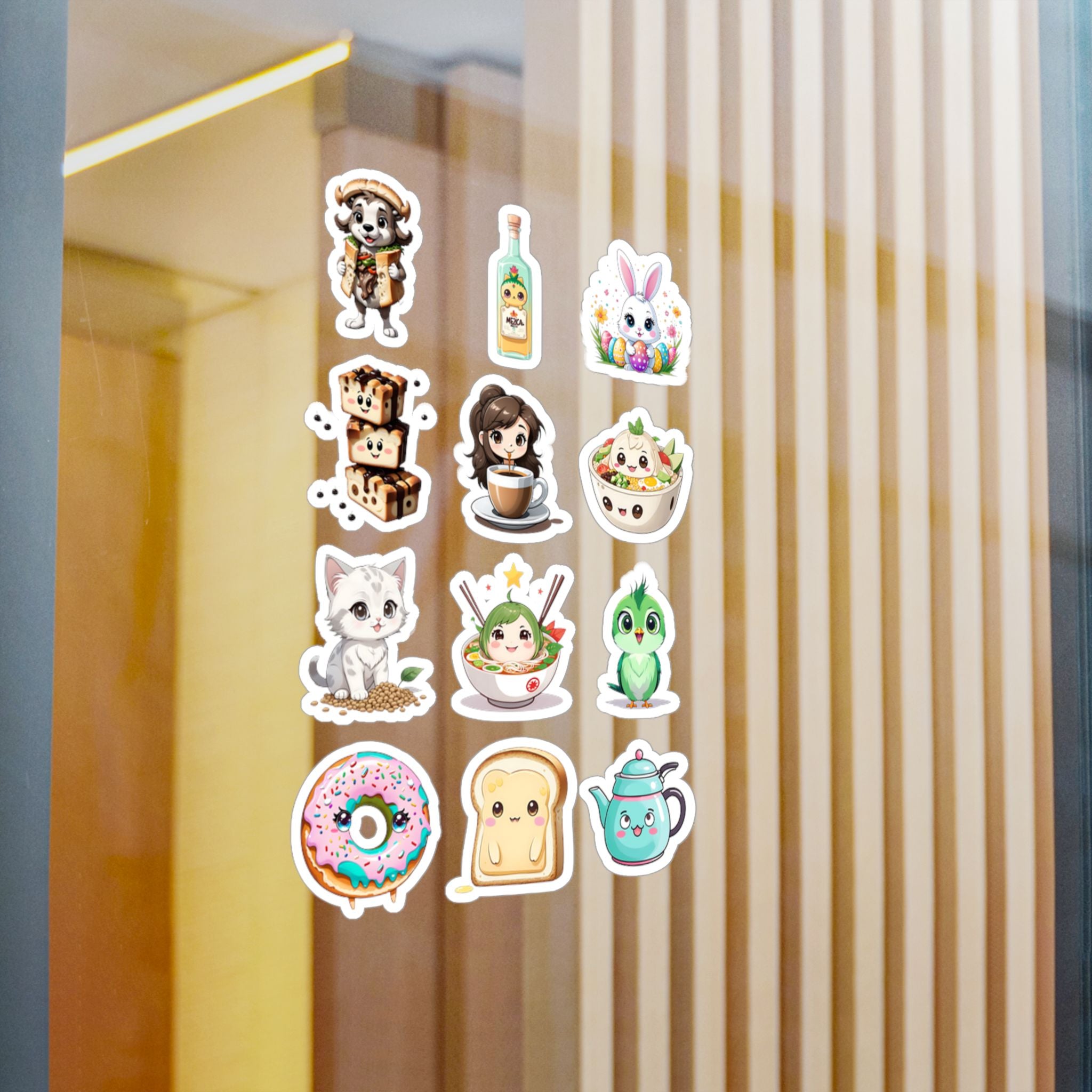Kawaii Stickers Sheet 141 — 12 Kiss-Cut Vinyl Decals