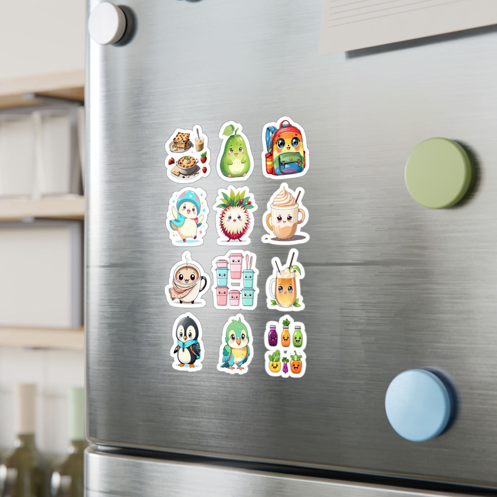 Kawaii Stickers Sheet 128 — 12 Kiss-Cut Vinyl Decals