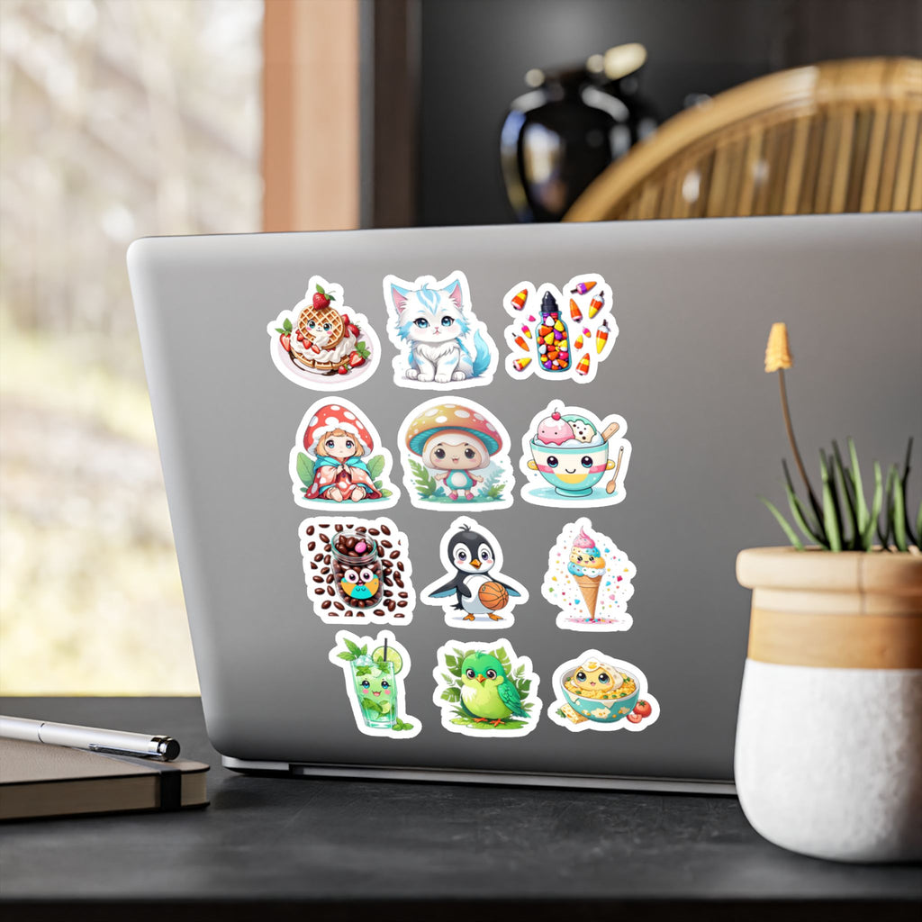 Kawaii Stickers Sheet 133 — 12 Kiss-Cut Vinyl Decals