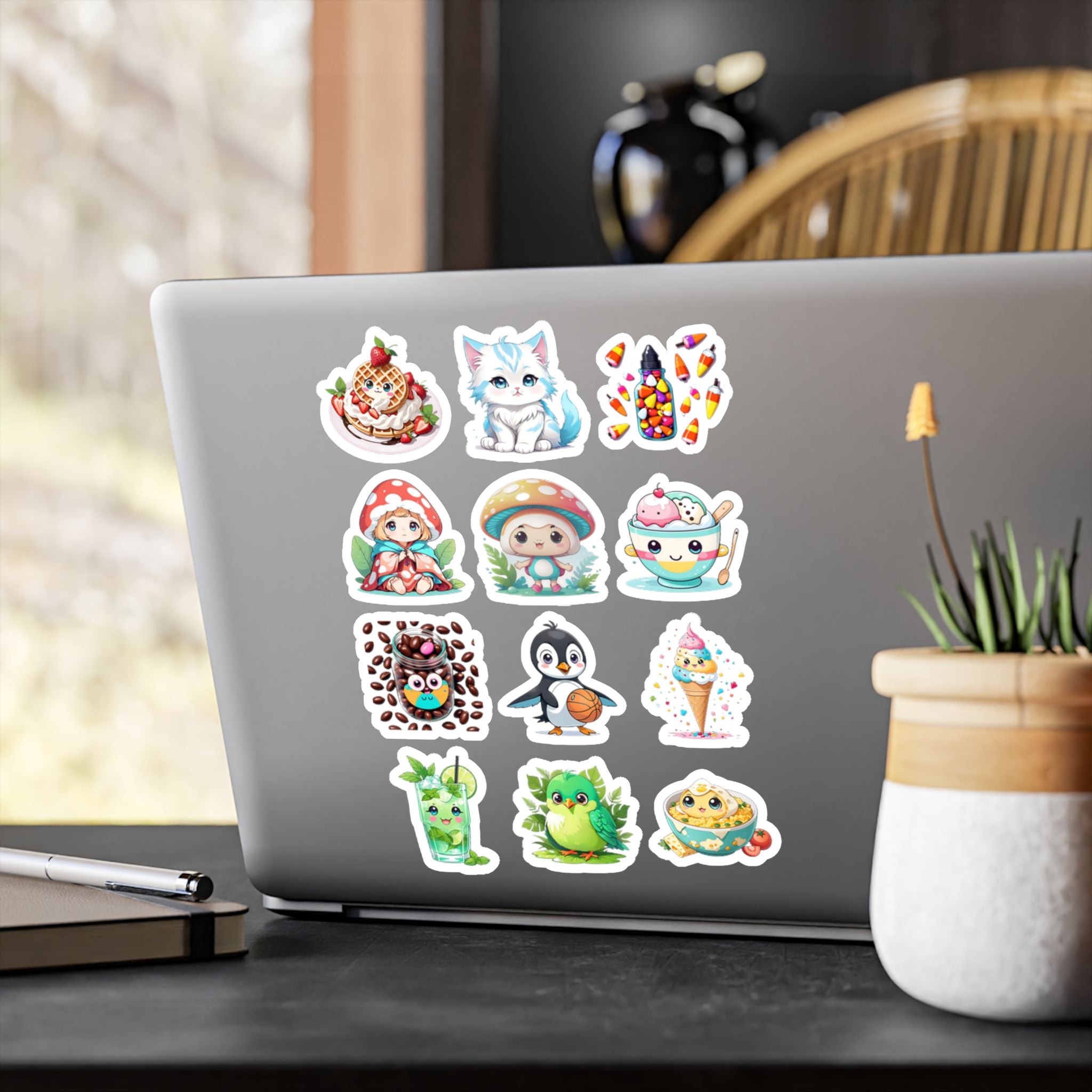 Kawaii Stickers Sheet 133 — 12 Kiss-Cut Vinyl Decals