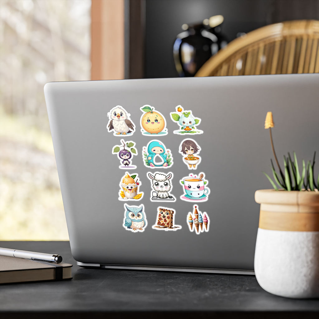 Kawaii Stickers Sheet 142 — 12 Kiss-Cut Vinyl Decals