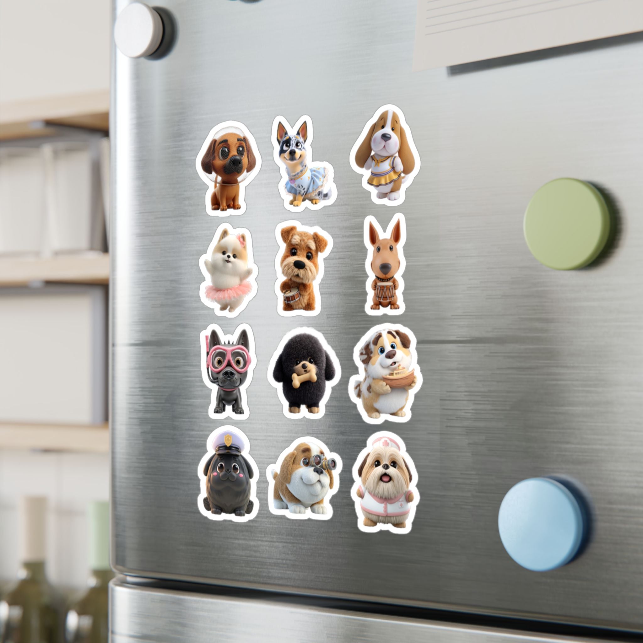 Kawaii Dogs Sheet 02 — 12 Kiss-Cut Vinyl Decals