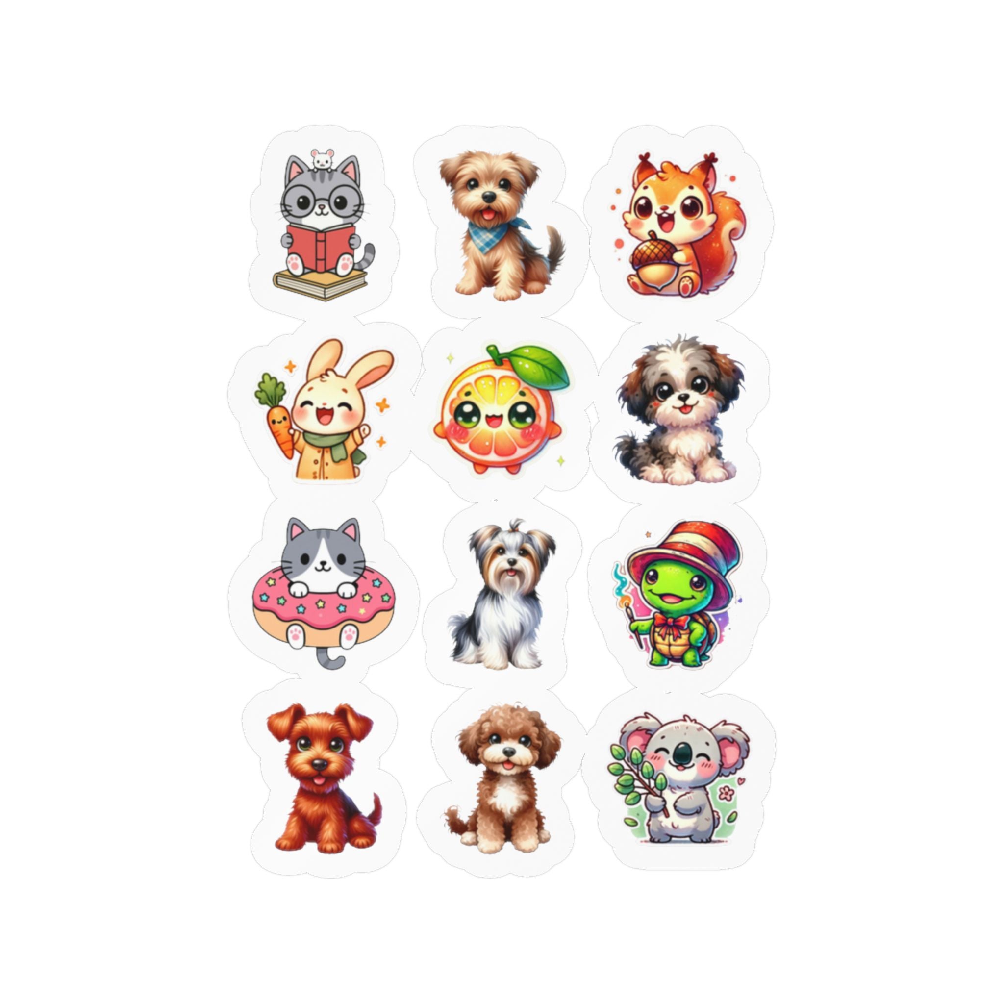 Cute Kawaii Sheet 21 — 12 Kiss-Cut Vinyl Decals