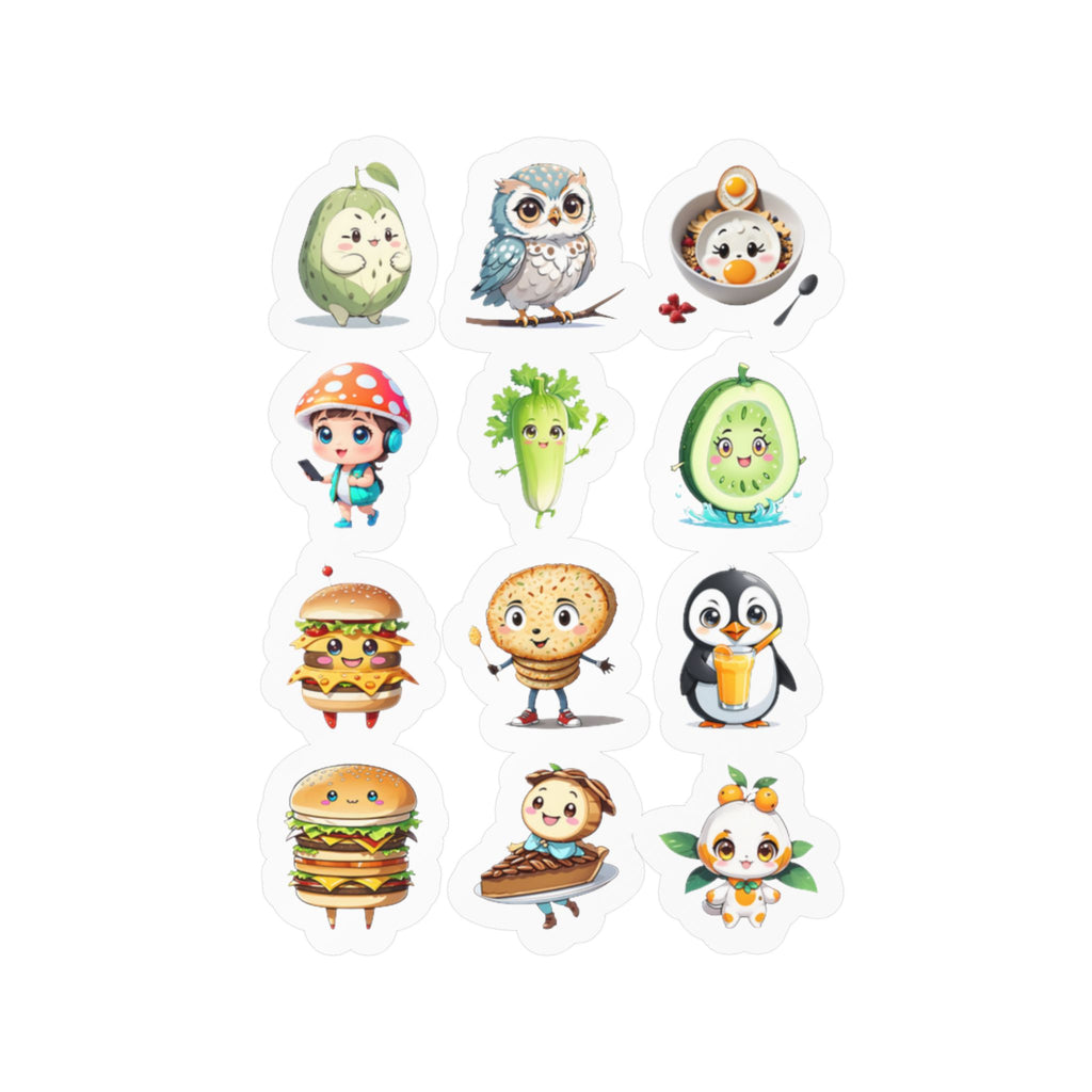 Kawaii Stickers Sheet 04 — 12 Kiss-Cut Vinyl Decals