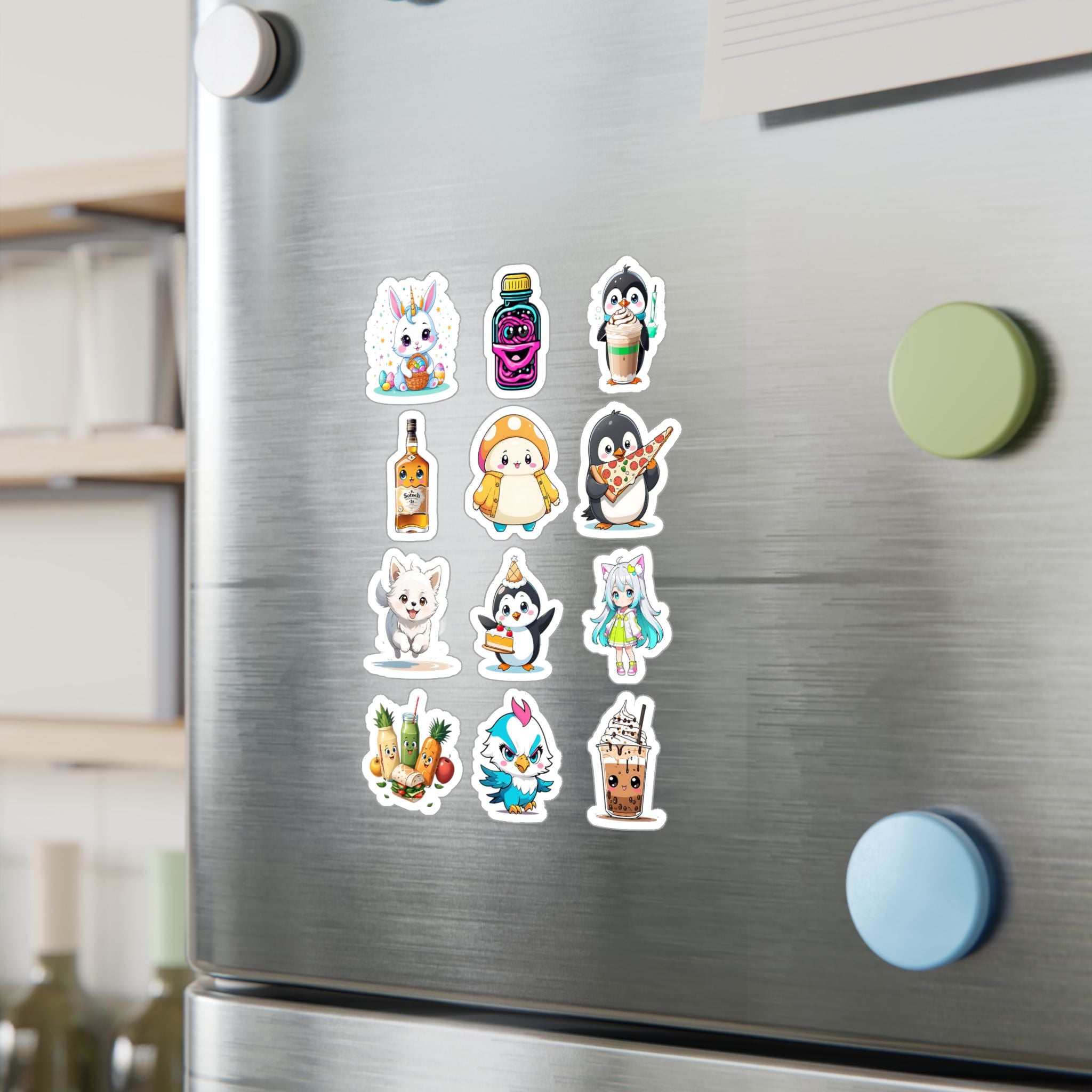 Kawaii Stickers Sheet 49 — 12 Kiss-Cut Vinyl Decals