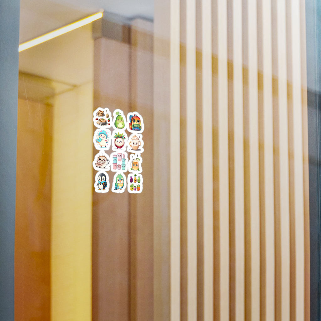 Kawaii Stickers Sheet 128 — 12 Kiss-Cut Vinyl Decals