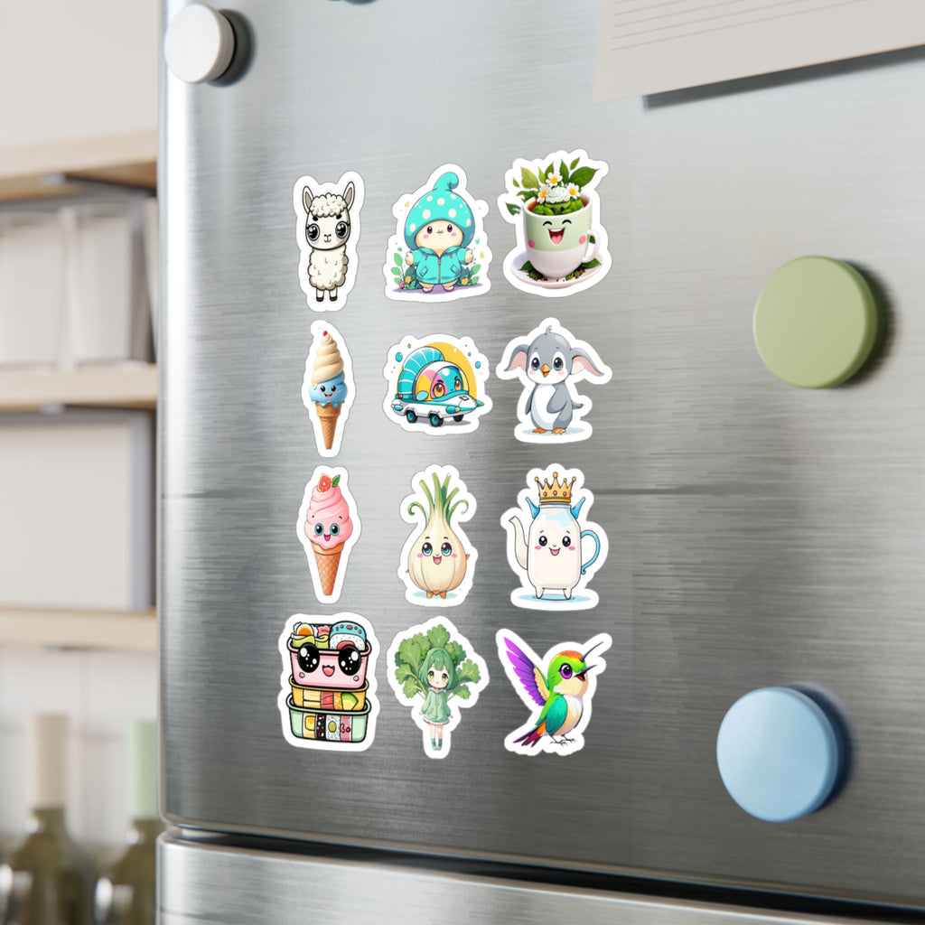 Kawaii Stickers Sheet 105 — 12 Kiss-Cut Vinyl Decals