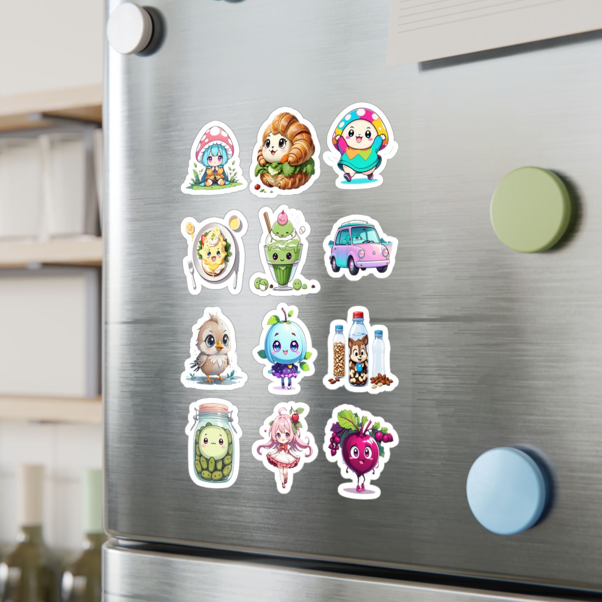 Kawaii Stickers Sheet 03 — 12 Kiss-Cut Vinyl Decals