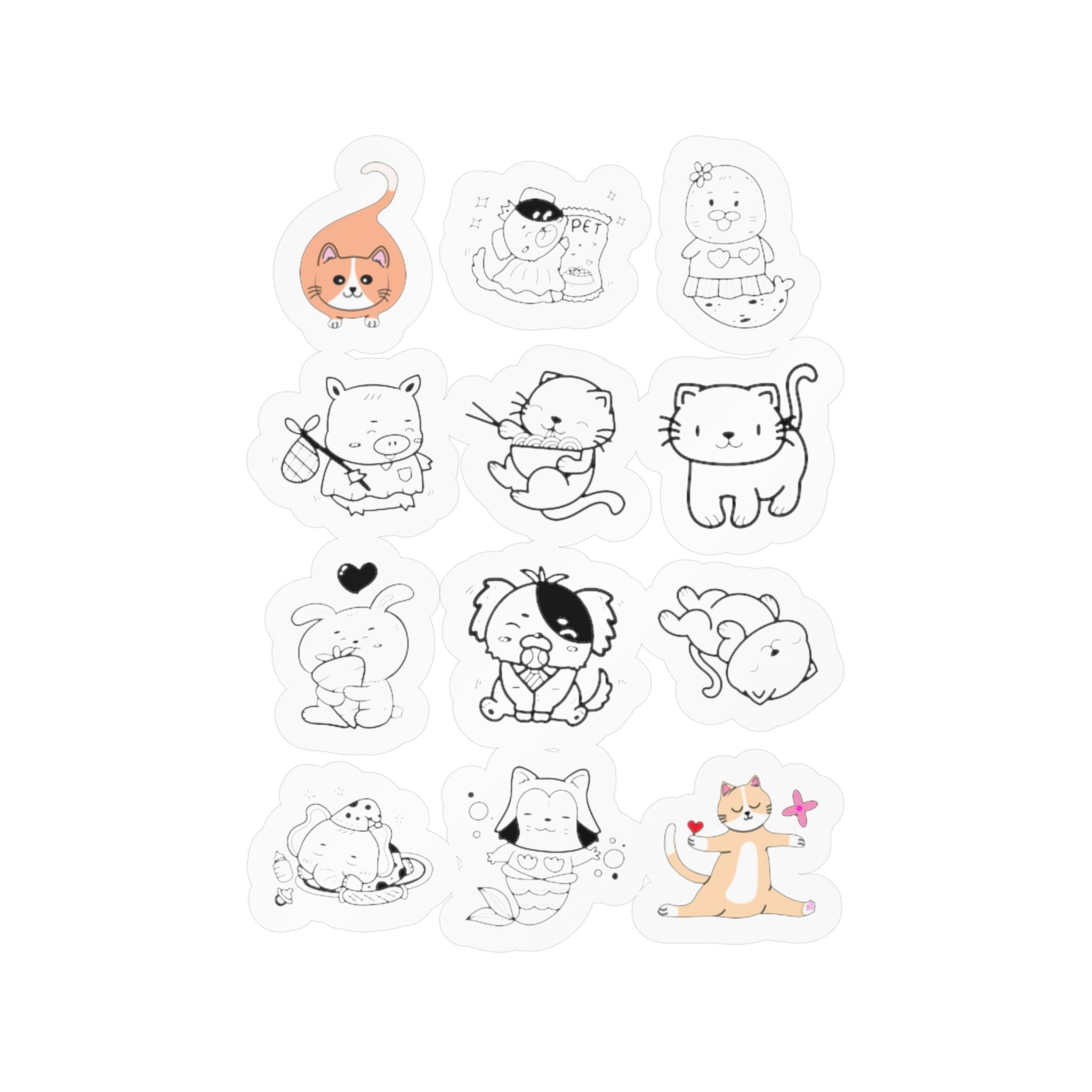 Kawaii Classics Sheet 03 — 12 Kiss-Cut Vinyl Decals