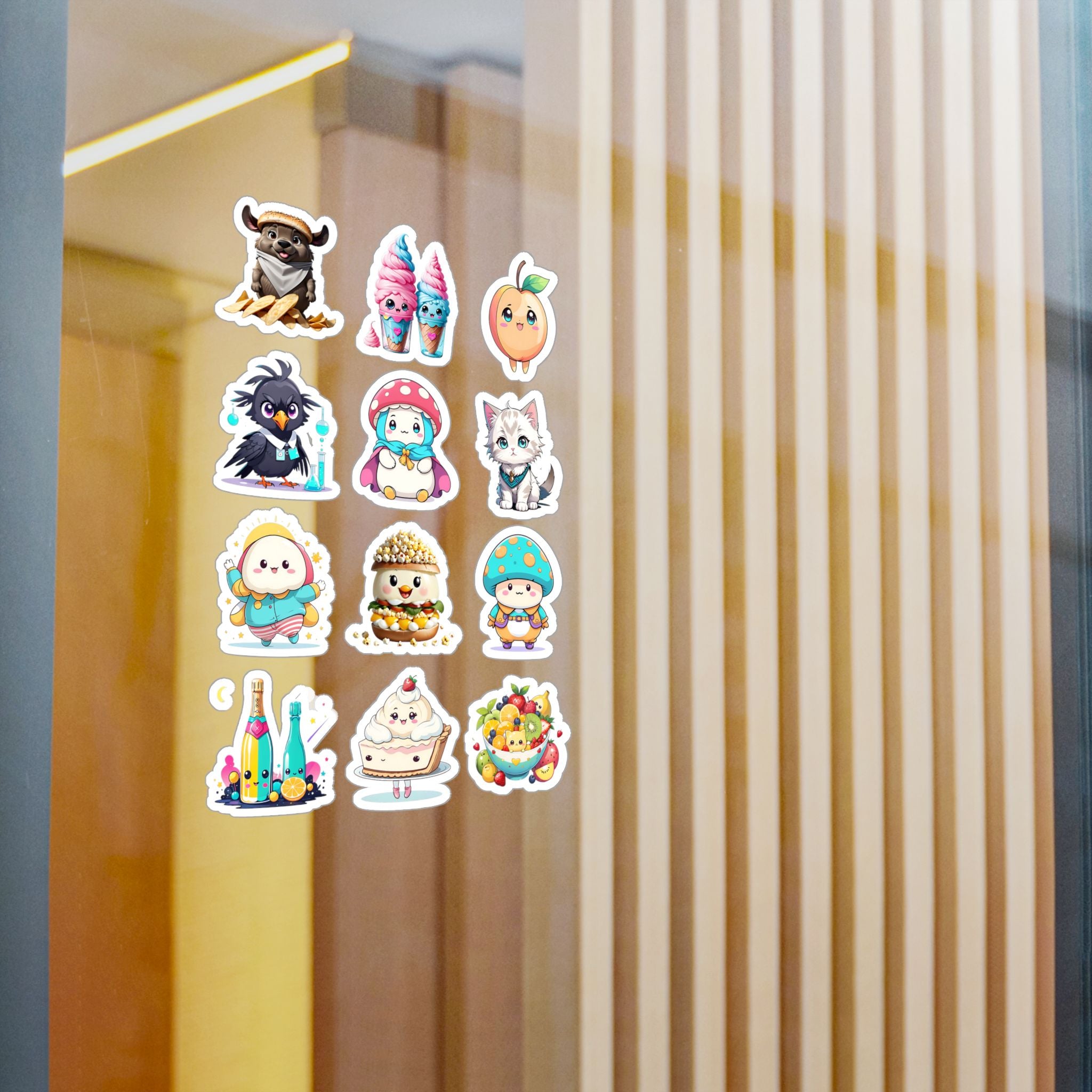 Kawaii Stickers Sheet 65 — 12 Kiss-Cut Vinyl Decals