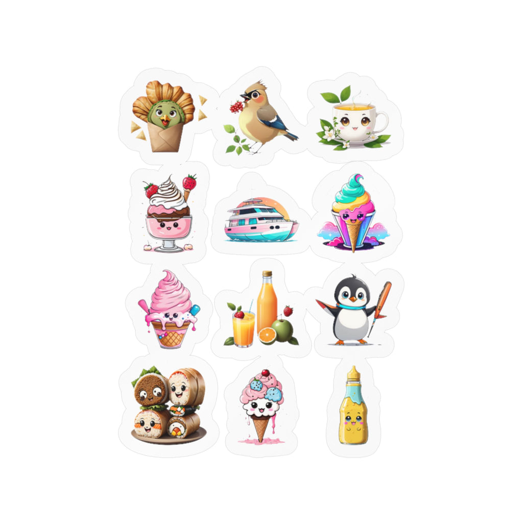 Kawaii Stickers Sheet 119 — 12 Kiss-Cut Vinyl Decals