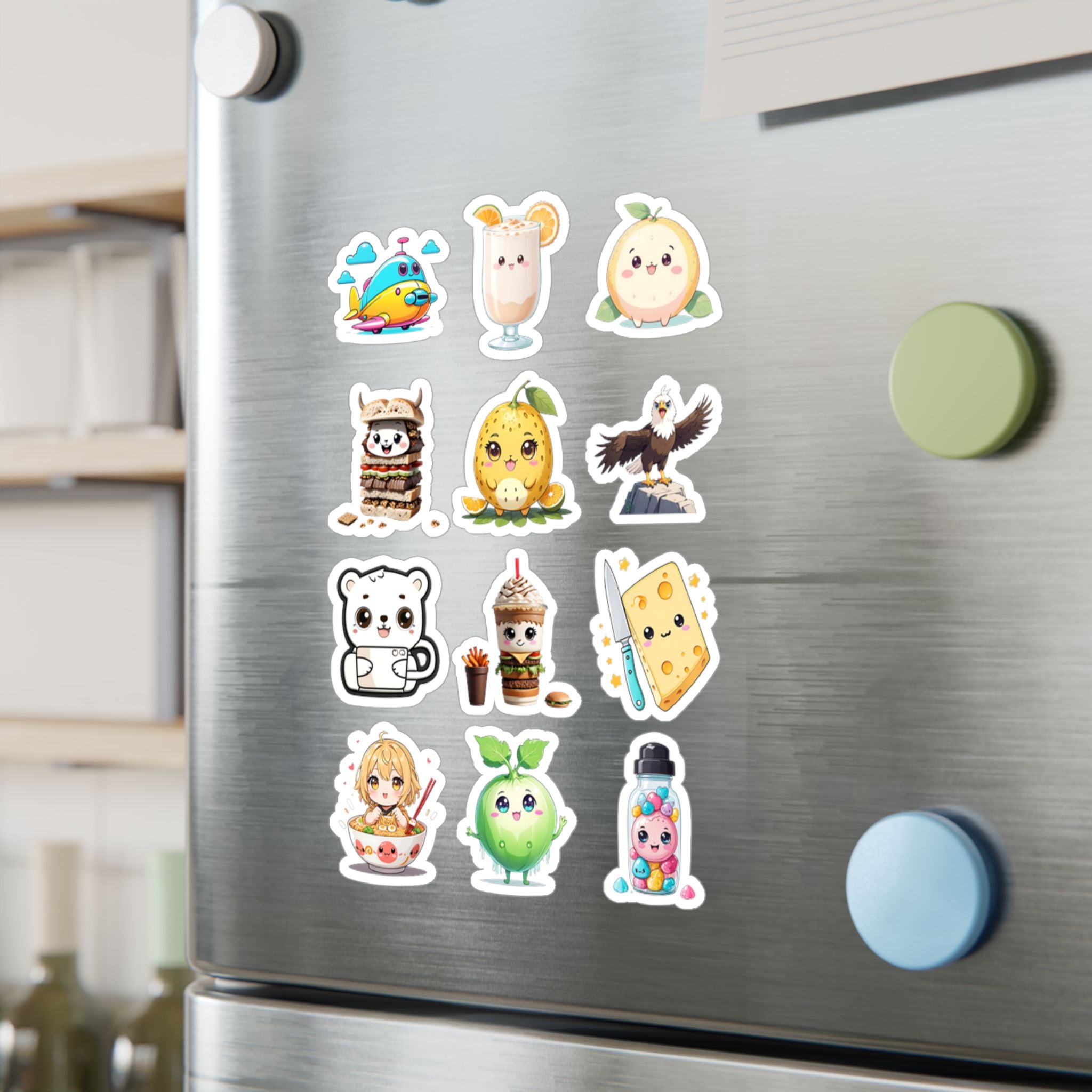 Kawaii Stickers Sheet 51 — 12 Kiss-Cut Vinyl Decals