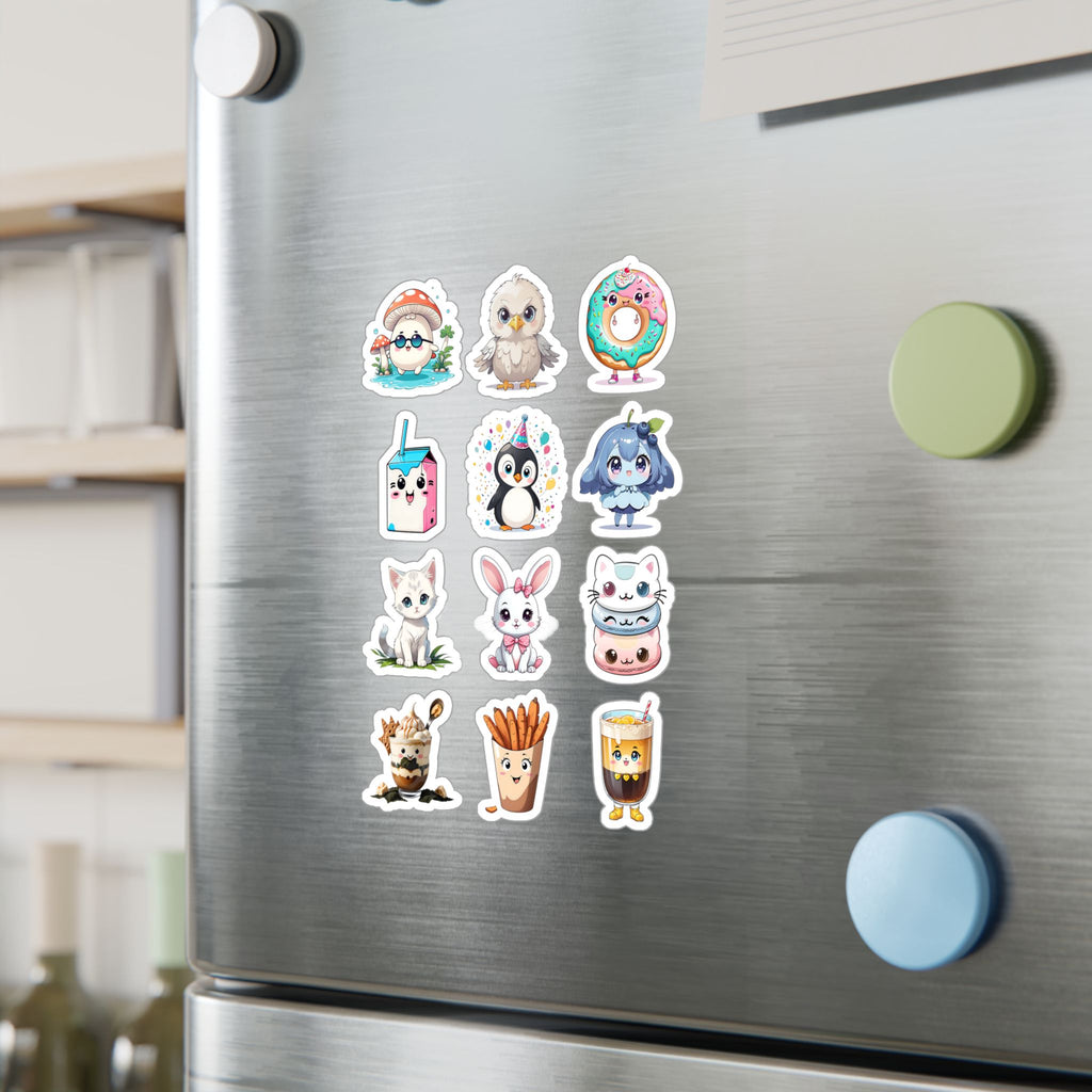 Kawaii Stickers Sheet 64 — 12 Kiss-Cut Vinyl Decals