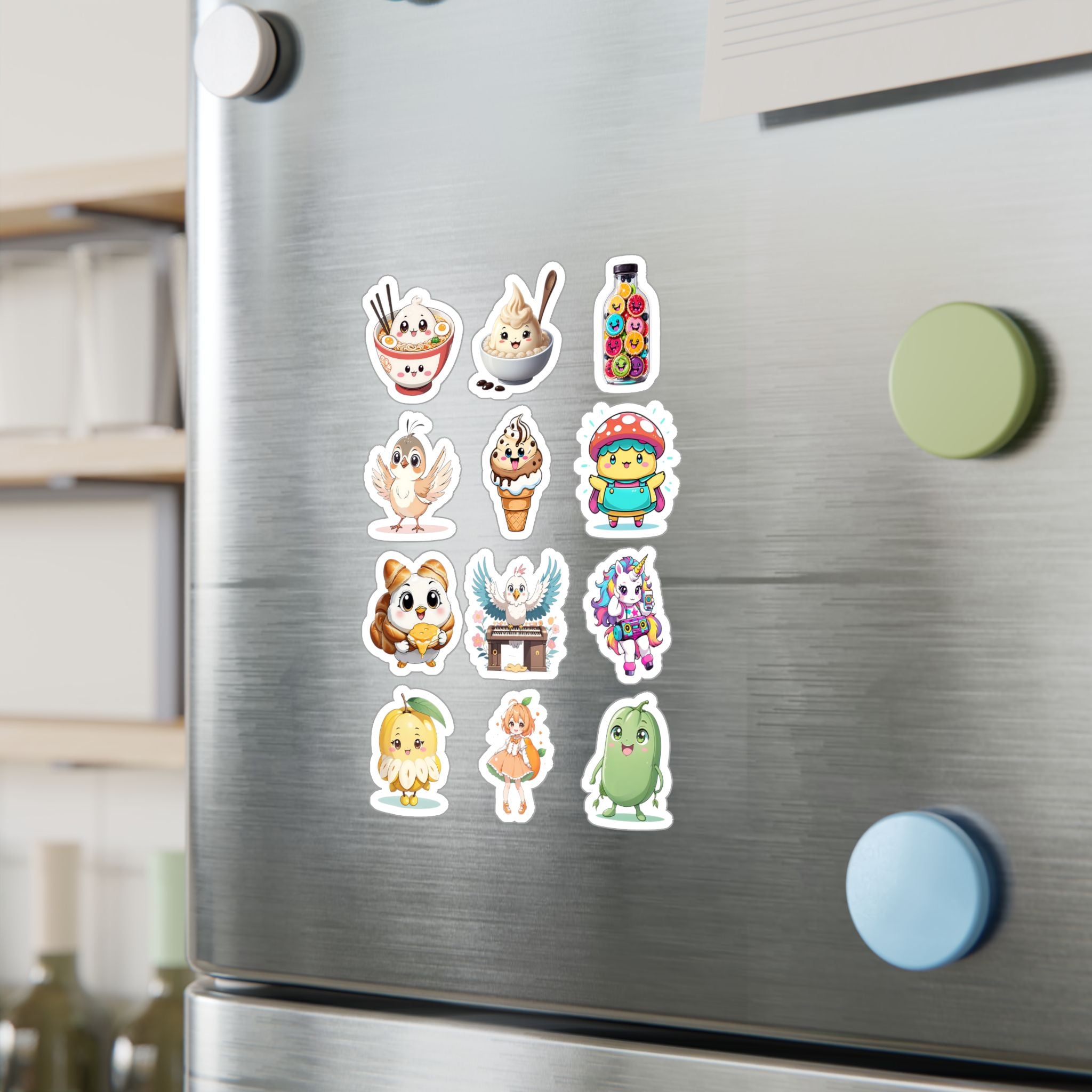 Kawaii Stickers Sheet 242 — 12 Kiss-Cut Vinyl Decals