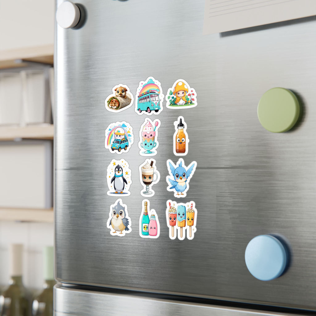 Kawaii Stickers Sheet 235 — 12 Kiss-Cut Vinyl Decals