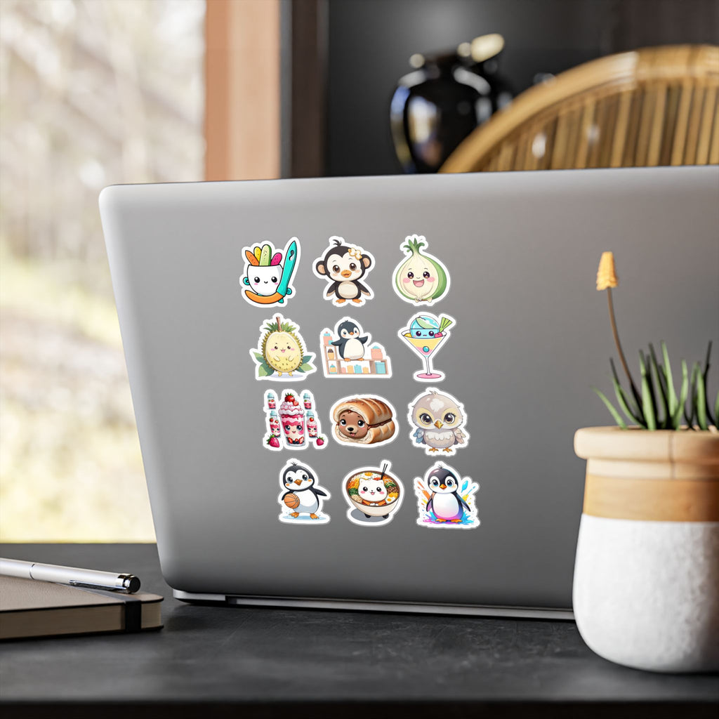 Kawaii Stickers Sheet 25 — 12 Kiss-Cut Vinyl Decals