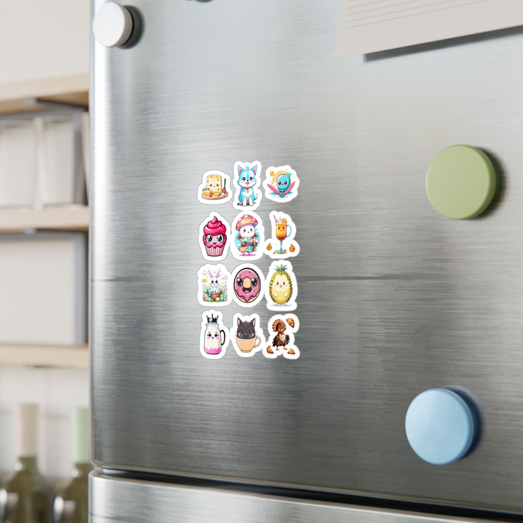 Kawaii Stickers Sheet 223 — 12 Kiss-Cut Vinyl Decals