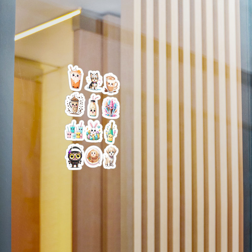 Kawaii Stickers Sheet 104 — 12 Kiss-Cut Vinyl Decals