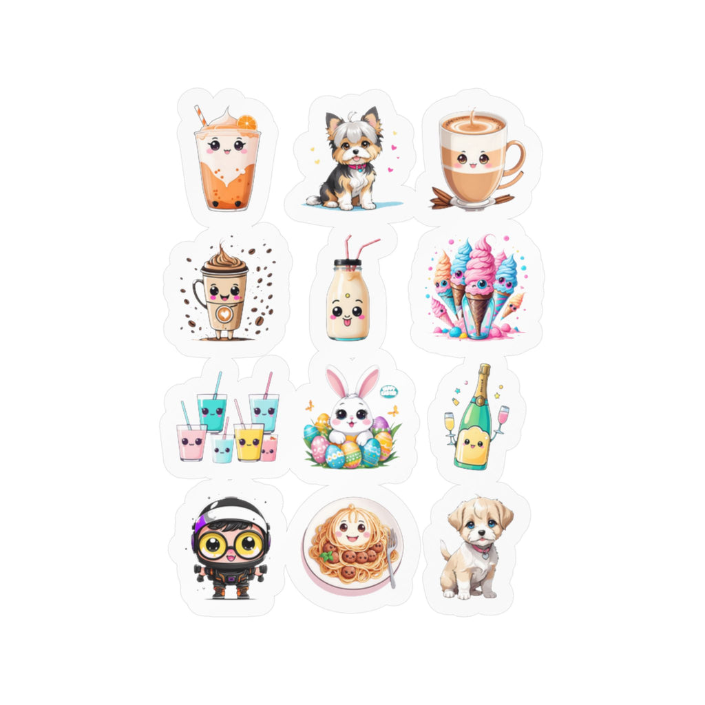 Kawaii Stickers Sheet 104 — 12 Kiss-Cut Vinyl Decals