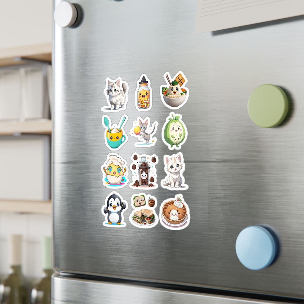 Kawaii Stickers Sheet 136 — 12 Kiss-Cut Vinyl Decals