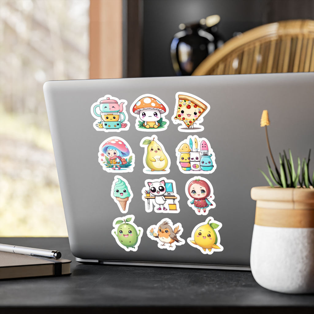 Kawaii Stickers Sheet 261 — 12 Kiss-Cut Vinyl Decals